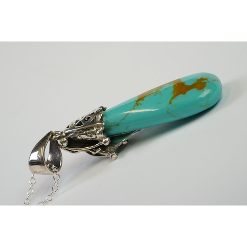 265 - Silver and Turquoise Pendant Necklace