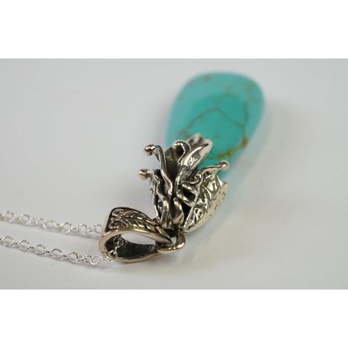 265 - Silver and Turquoise Pendant Necklace