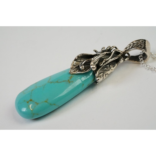 265 - Silver and Turquoise Pendant Necklace