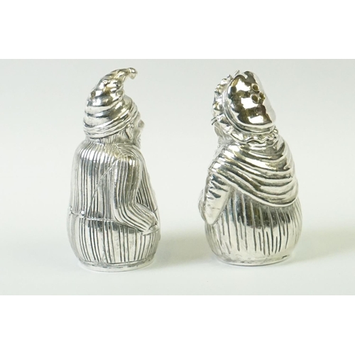 274 - Pair of Silver Plated ' Punch and Judy ' Condiments