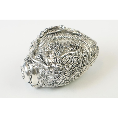 275 - Silver Plated Vesta Case with embossed mermaid decoration