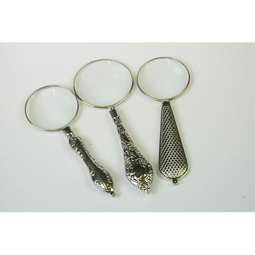 276 - Set of Three Magnifying Glasses with silver plated handles