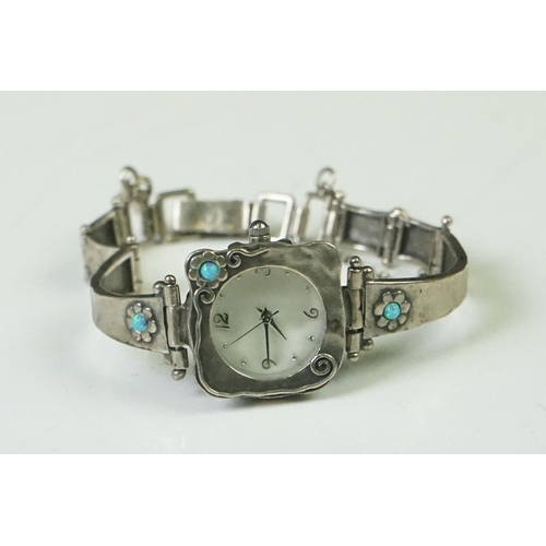 287 - Art Deco Ladies Silver and Opal Watch