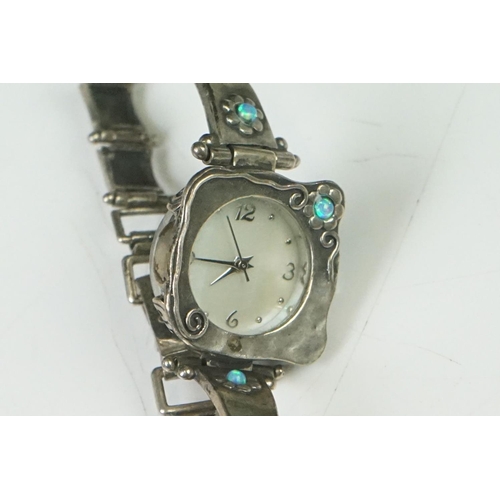 287 - Art Deco Ladies Silver and Opal Watch