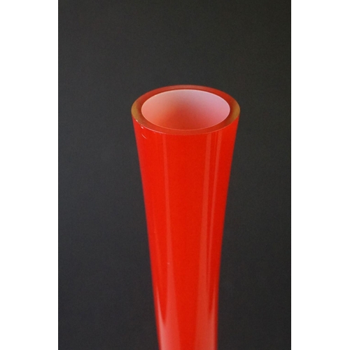 300 - Murano 1970's Red Art Glass vase of spiral twisted form, measures 50cm high