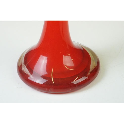 300 - Murano 1970's Red Art Glass vase of spiral twisted form, measures 50cm high