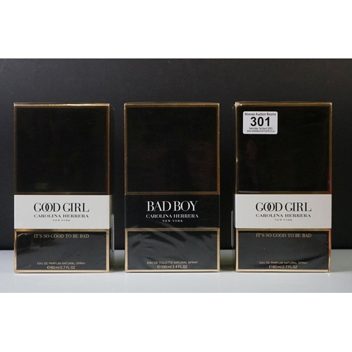 301 - A collection of Carolina Herrera from the 'Good Girl' and 'Bad Boy' range to include eau de toilette... 