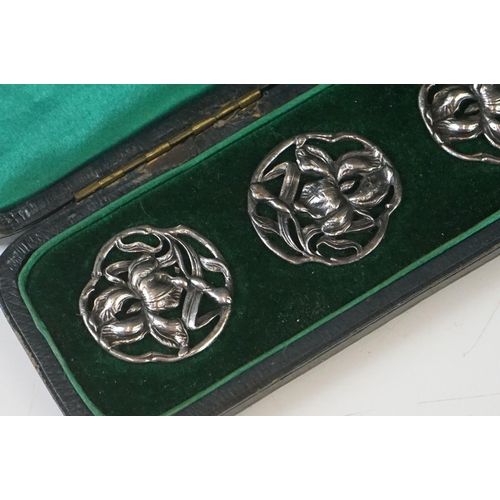 68 - A cased set of six fully hallmarked sterling silver buttons, maker marked for James Deakin & Sons (J... 