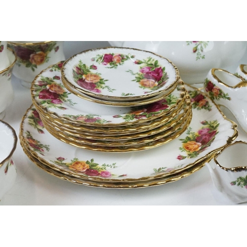 56 - Royal Albert ' Old Country Roses ' tea service comprising teapot & cover, 8 teacups, 6 saucers, 6 te... 