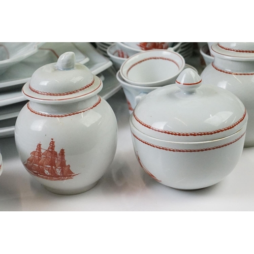 58 - Wedgwood ' Flying Cloud ' pattern tea & dinner service, 78 pieces, to include 5 octagonal serving di... 