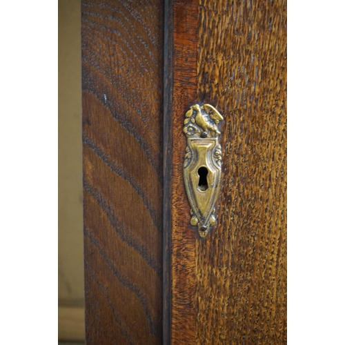 593 - Early 19th century Oak and Mahogany Inlaid Longcase Clock with striking movement, the painted face m... 