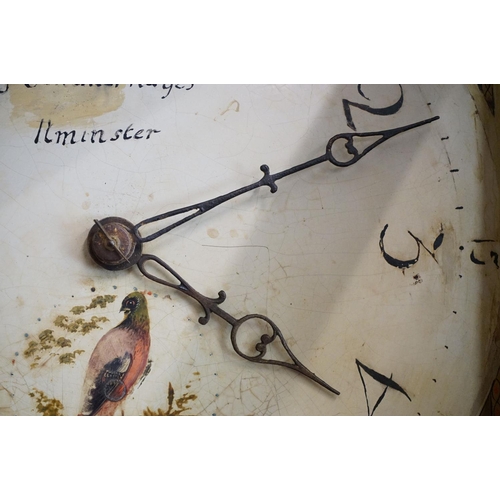 593 - Early 19th century Oak and Mahogany Inlaid Longcase Clock with striking movement, the painted face m... 