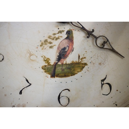 593 - Early 19th century Oak and Mahogany Inlaid Longcase Clock with striking movement, the painted face m... 