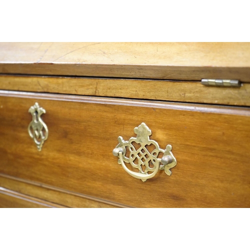 598 - Edwardian Mahogany Bureau Bookcase, the upper section with twin astragel doors opening to three adju... 