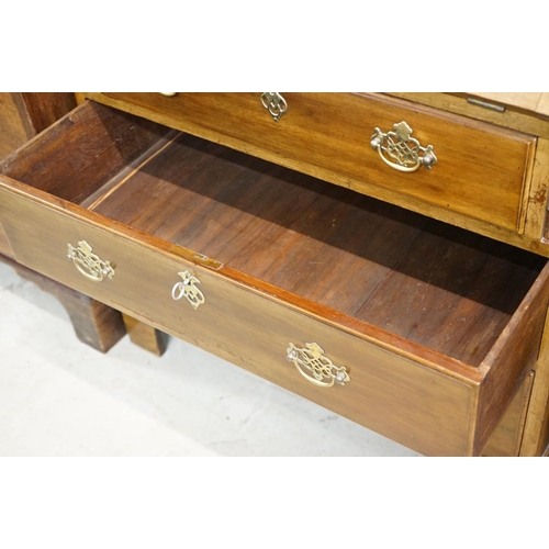 598 - Edwardian Mahogany Bureau Bookcase, the upper section with twin astragel doors opening to three adju... 