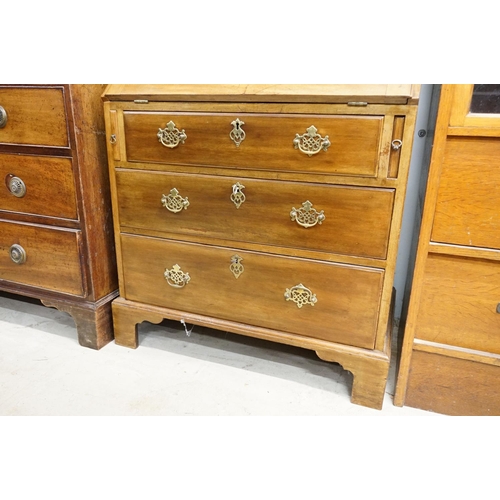 598 - Edwardian Mahogany Bureau Bookcase, the upper section with twin astragel doors opening to three adju... 