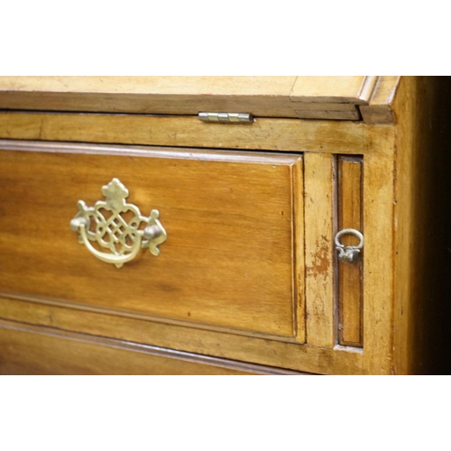 598 - Edwardian Mahogany Bureau Bookcase, the upper section with twin astragel doors opening to three adju... 