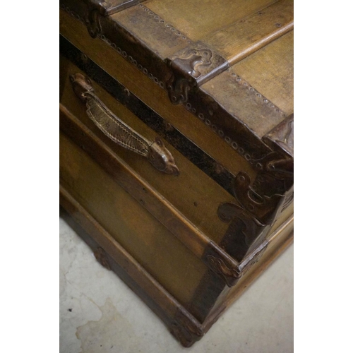 601 - Large Victorian Pine Travelling Trunk, 92cm wide x 62cm high