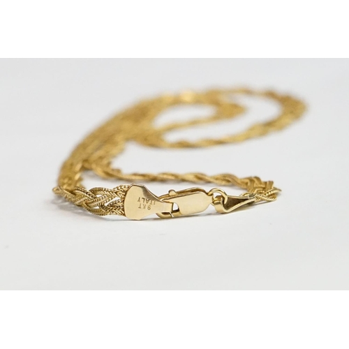 205A - A ladies fully hallmarked 9ct gold ladies rope twist necklace with lobster clasp.