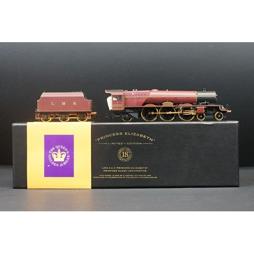 67 - Boxed ltd edn Hornby OO gauge R2215 LMS 4-6-2 Princess Elizabeth Princess Class 18ct gold part plate... 