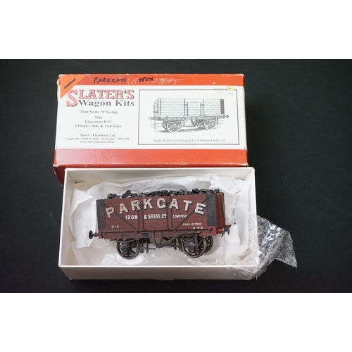 100 - 19 O gauge items of kit built rolling stock in boxes featuring Slaters, Parkside Dundas, Andrews, Bl... 