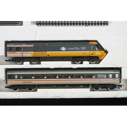 114 - Three boxed OO gauge train sets to include Hornby R176 Flying Scotsman set, Lima Inter City 125 set ... 