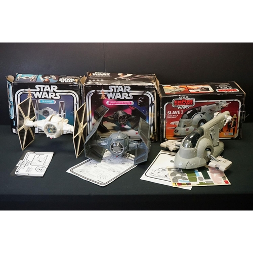 1683 - Star Wars - Three boxed Vehicles to include Palitoy Slave I with instructions & unused sticker sheet... 