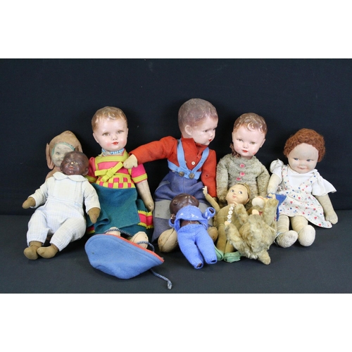 310 - Nine early-mid 20th C soft toys & dolls to include Norah Wellings, Baby Bumps, Dean's Rag Book etc