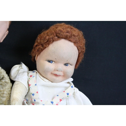 310 - Nine early-mid 20th C soft toys & dolls to include Norah Wellings, Baby Bumps, Dean's Rag Book etc