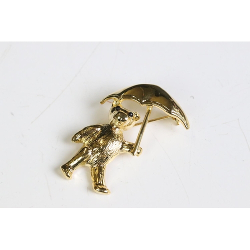 237 - Nine Costume Jewellery Brooches including Enamel Dachshund and Enamel Golf Bag plus Ancho, Four Tedd... 