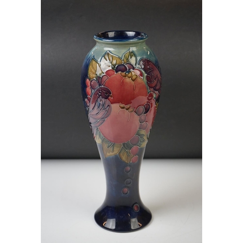 1 - Moorcroft Pottery ' Pomegranate and Finches ' pattern vase of tapering baluster form, WM initials to... 