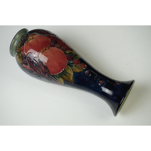 1 - Moorcroft Pottery ' Pomegranate and Finches ' pattern vase of tapering baluster form, WM initials to... 