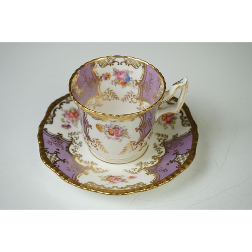 29 - Coalport  ' Lilac Batwing ' pattern teacup & saucer, pattern no. 3517 (saucer diameter 14cm)