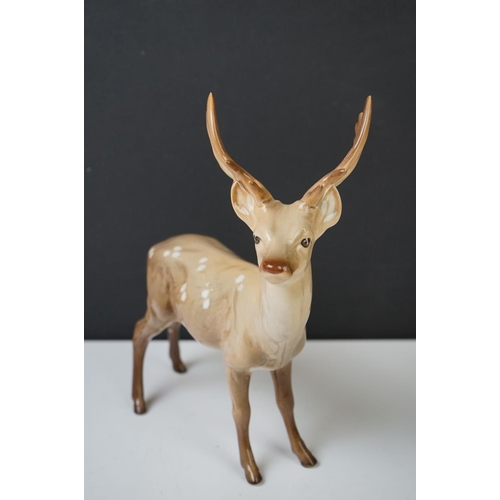 39 - Three Beswick Deer figures to include 981 Stag (19cm high), 999 Doe and 1000 Fawn