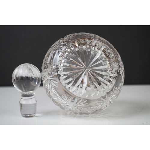 42 - 20th Century silver mounted cut glass decanter & stopper, with star-cut base, hallmarked Birmingham ... 