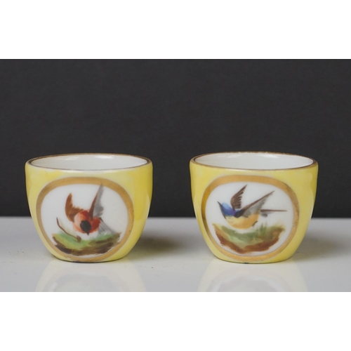 47 - Late 19th / Early 20th Century Miniature Cabaret Tea Set for Two, with hand painted ornithological p... 