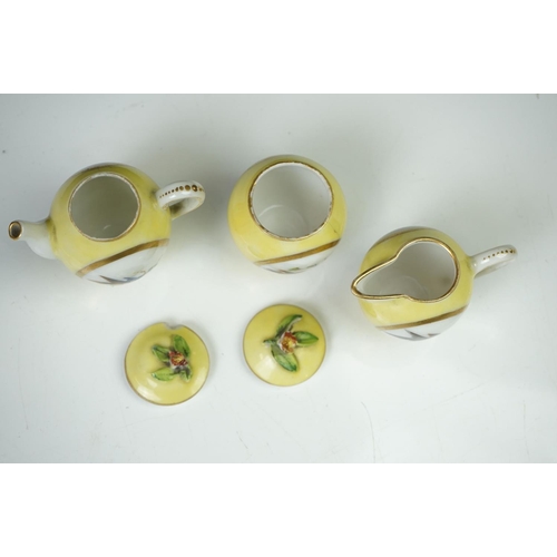 47 - Late 19th / Early 20th Century Miniature Cabaret Tea Set for Two, with hand painted ornithological p... 