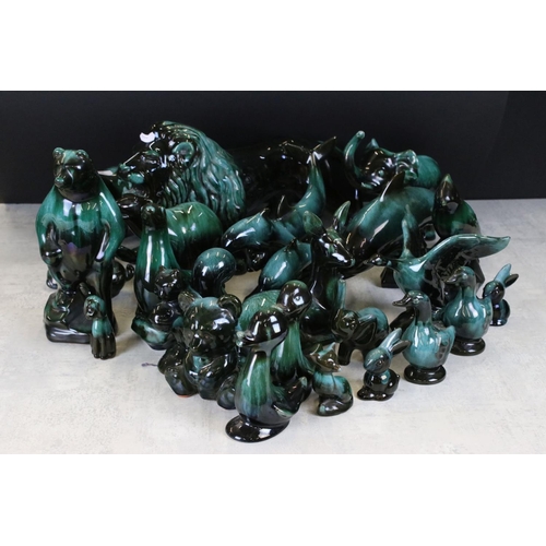 109 - Collection of Twenty Five Blue Mountain Ceramic Animals and Birds including Large Lion (46cm long), ... 