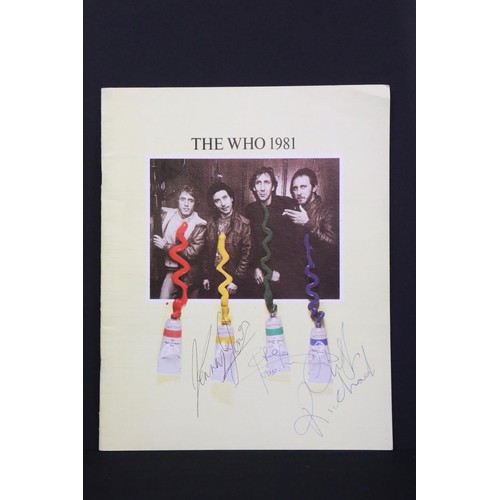 1132 - Memorabilia & Autographs - The Who 1981 programme signed by Pete Townshend, Kenny Jones and Cliff Ri... 