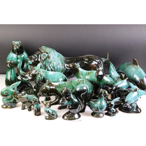 109 - Collection of Twenty Five Blue Mountain Ceramic Animals and Birds including Large Lion (46cm long), ... 