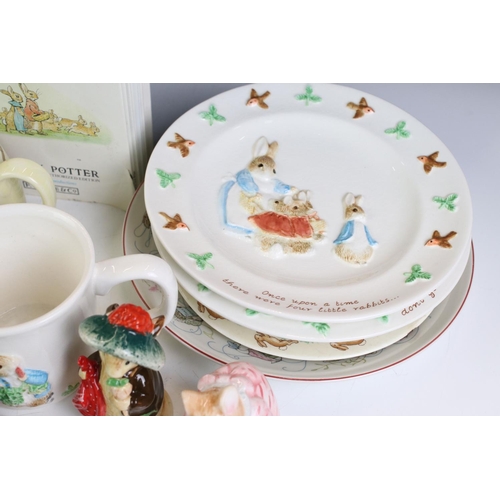 111 - Beatrix Potter and other Children's ware - Border Fine Arts Beatrix Potter Mug, Bowl and Plate, Six ... 