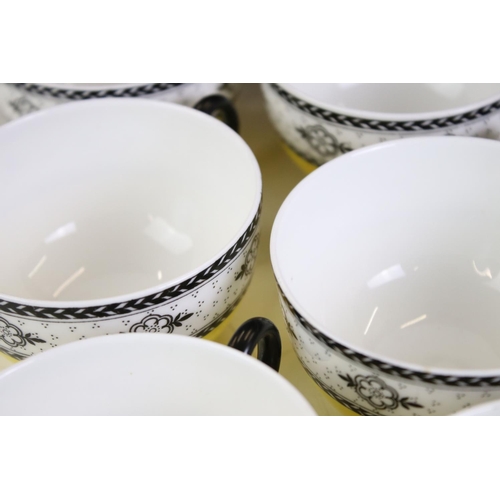 124 - Early 20th century Royal Worcester Black and Yellow part Tea Service comprising Milk Jug, Sugar Bowl... 