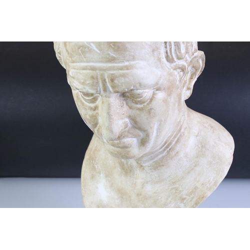 134 - Contemporary Plaster Bust of the Head and Shoulders of a Man, 53cm high