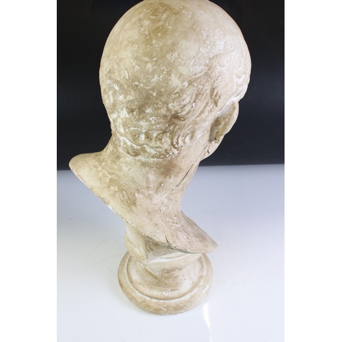 134 - Contemporary Plaster Bust of the Head and Shoulders of a Man, 53cm high