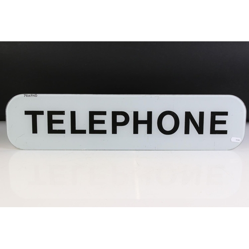 137 - Glass ' Telephone ' Sign marked to top left corner 78AFND, 62cm x 14cm