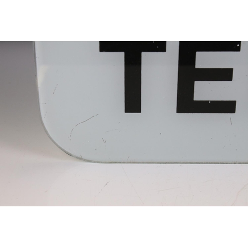 137 - Glass ' Telephone ' Sign marked to top left corner 78AFND, 62cm x 14cm