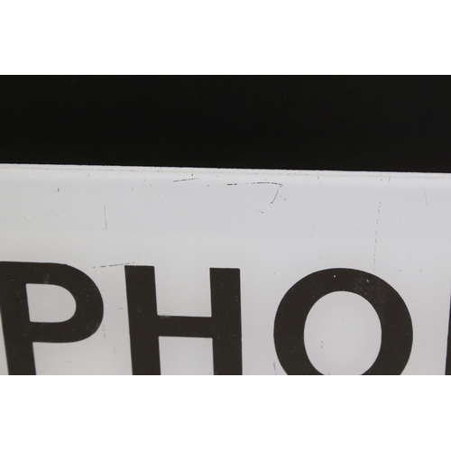 137 - Glass ' Telephone ' Sign marked to top left corner 78AFND, 62cm x 14cm