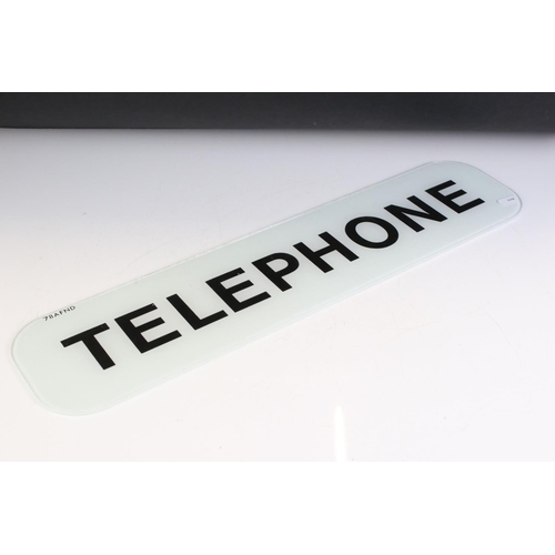 137 - Glass ' Telephone ' Sign marked to top left corner 78AFND, 62cm x 14cm