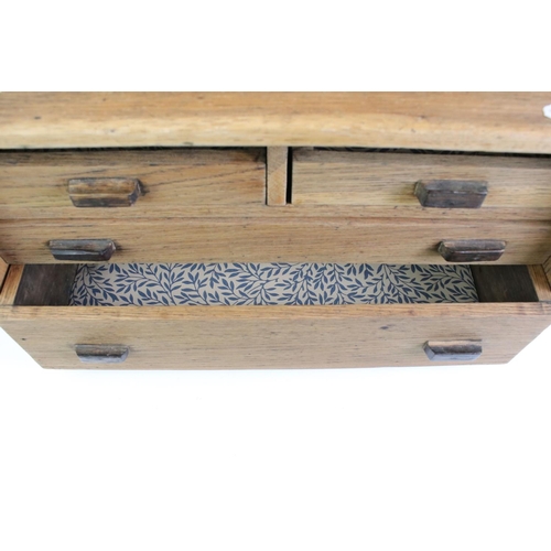 148 - 19th / Early 20th century Oak Engineers Four Drawer Cabinet with carrying handle to top, 46cm wide x... 