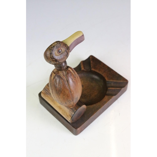 150 - Henry Howell for Dunhill, Art Deco YZ  Nut Bird Ashtray, with Dunhill sticker to base, 10cm high tog... 